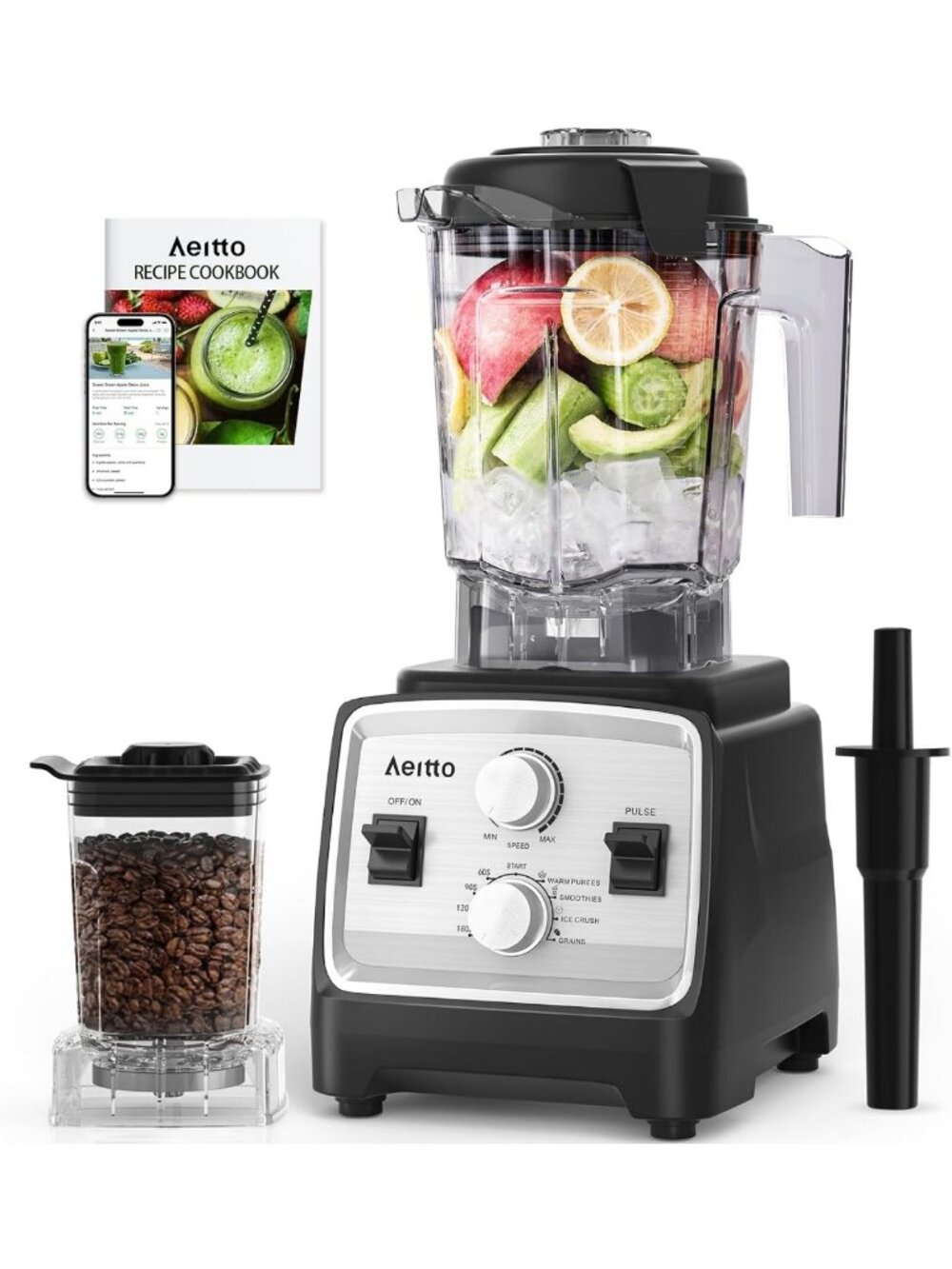 Powerful 1800W Kitchen Blender & Grinder Combo, 68oz Capacity, BPA-Free